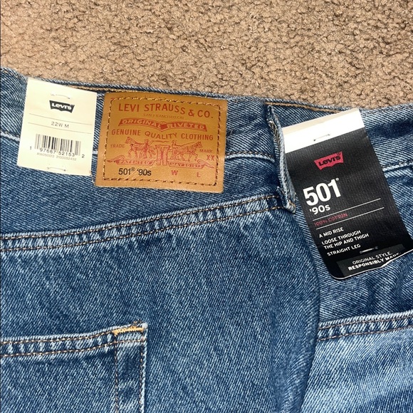 Levi's 501 ‘90s Rigid Loose Straight Leg Jean Not My News Channel Blue 22W‎ - Picture 9 of 10